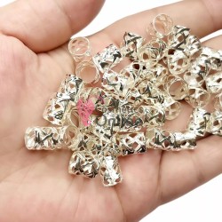 Inele din metal pentru codite afro RNG28DD Argintii, Set 30 bucati